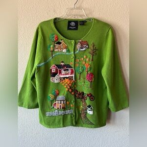 Michael Simon Fall Theme Thanksgiving Cardigan ~ Women’s XL